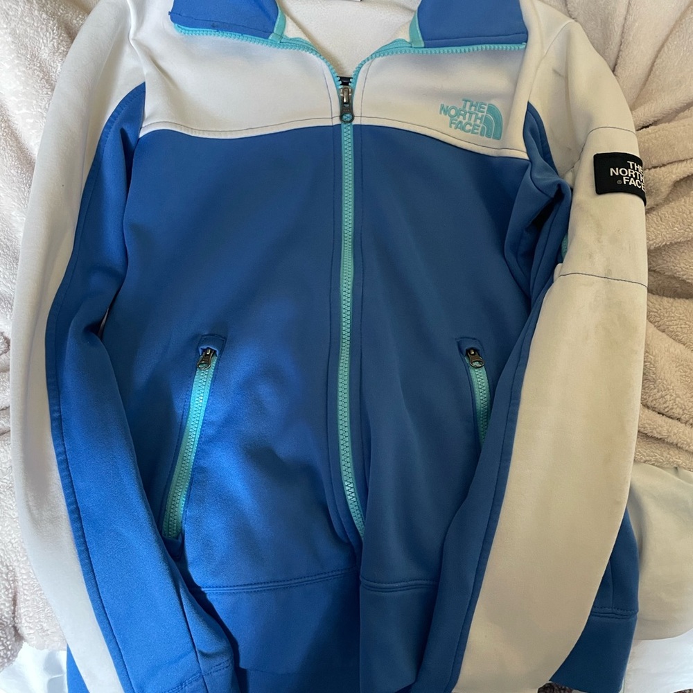 The North Face Kids Blue and White Hoodie